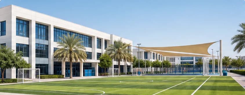 A British-curriculum school with sports pitches in Dubai